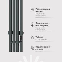 Полотенцесушитель электрический EWRIKA Пенелопа V 120, графит, матовый, вертикальный, узкий, с терморегулятором