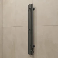 Полотенцесушитель электрический EWRIKA Пенелопа V 120, графит, матовый, вертикальный, узкий, с терморегулятором