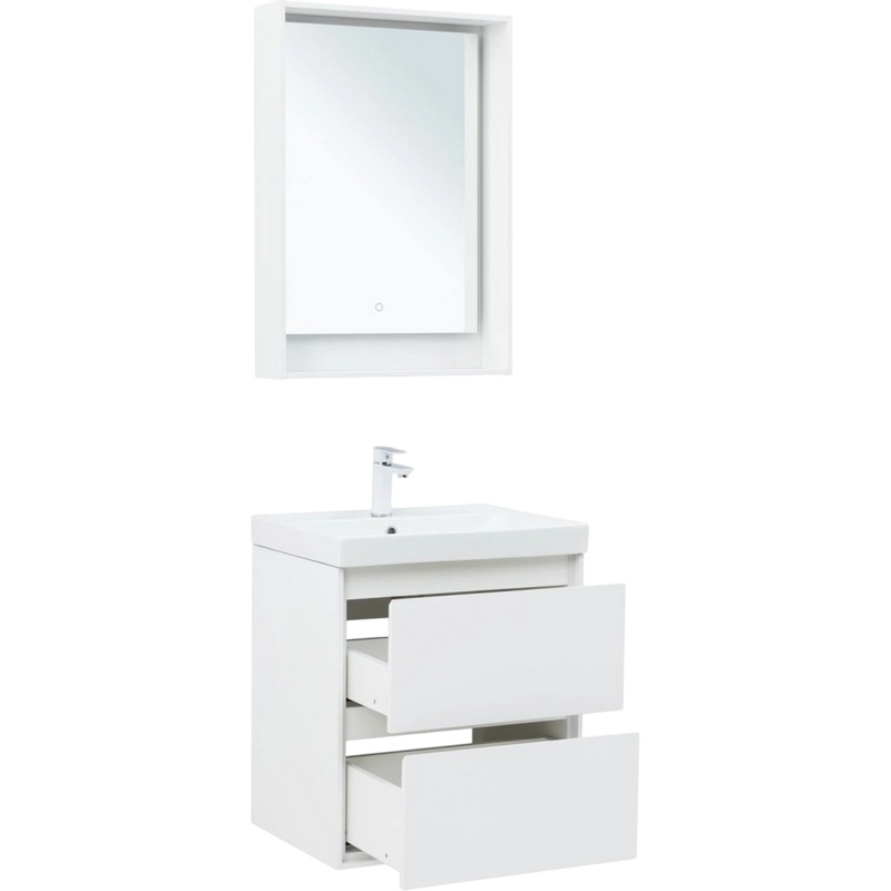 Тумба с раковиной Aquanet Милан 60 подвесная, белая глянцевая