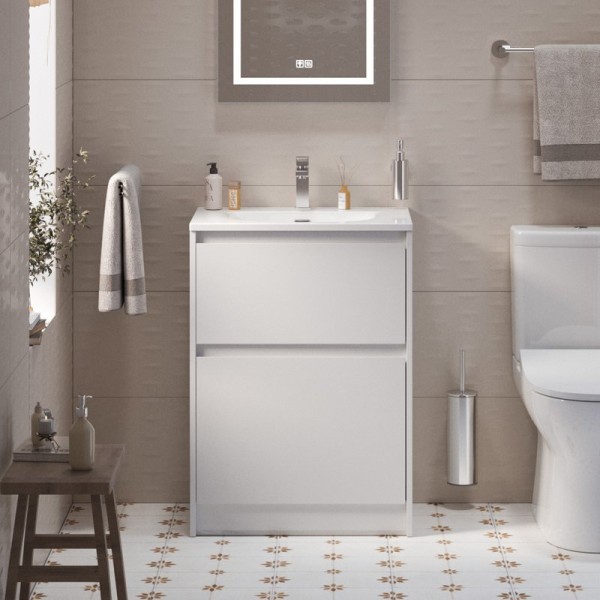 Тумба с раковиной BelBagno Kraft 39 60 напольная, bianco opaco, раковина BB-8099-3-60