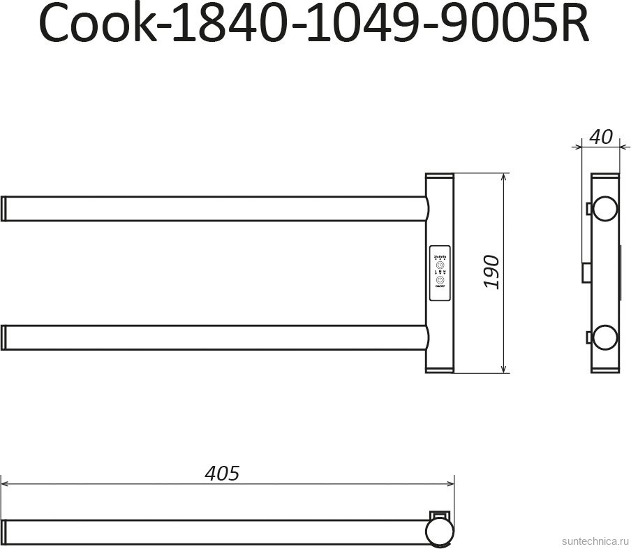 Полотенцесушитель электрический Маргроид Cook 1840-1049-9005R 19х40.5 R, черный матовый