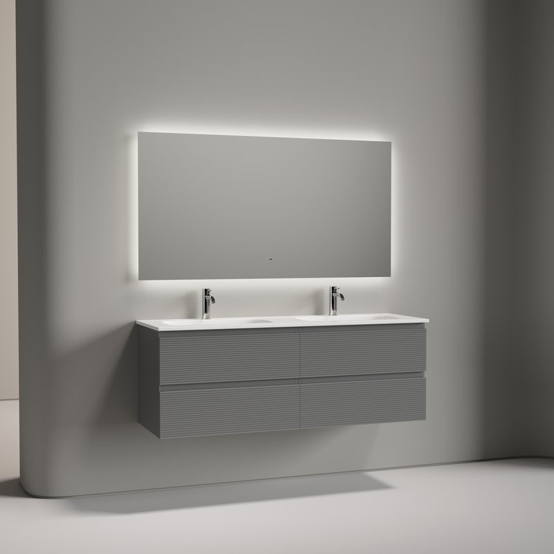 Тумба с раковиной Sancos Folk 140 подвесная, ergraut soft, раковина CN7022