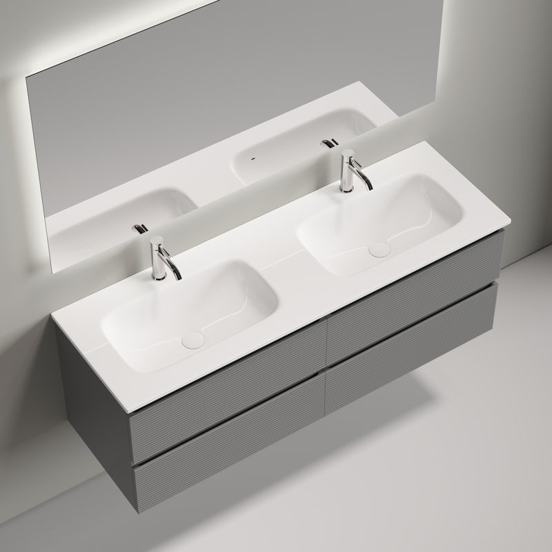 Тумба с раковиной Sancos Folk 140 подвесная, ergraut soft, раковина CN7022