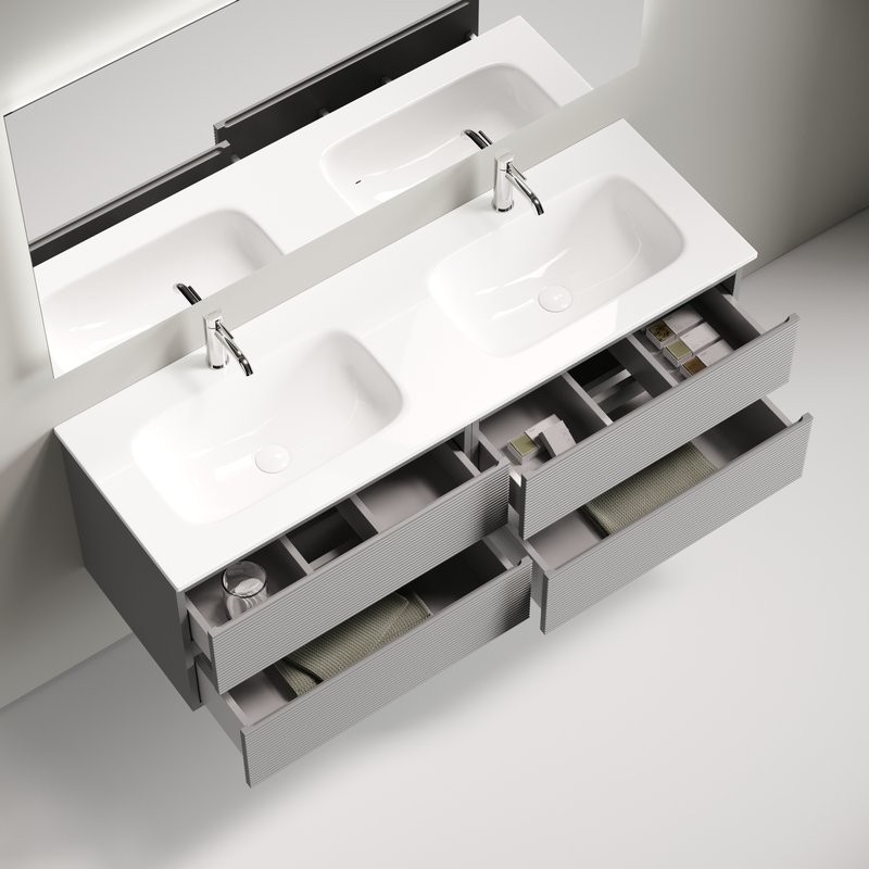 Тумба с раковиной Sancos Folk 140 подвесная, ergraut soft, раковина CN7022