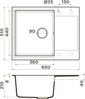 Мойка кухонная Omoikiri Daisen 65T-WH белая