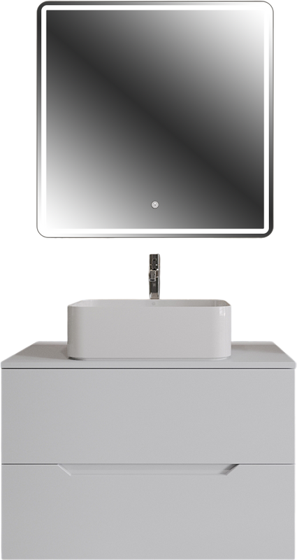 Мебель для ванной комнаты Orange Line 80 подвесная, 2 ящика, матовая белая с раковиной B02-460W