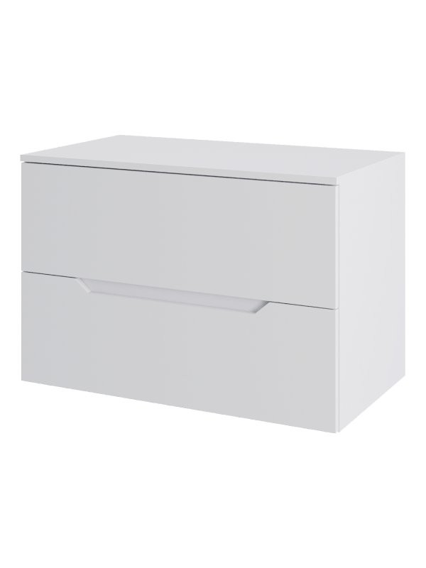 Мебель для ванной комнаты Orange Line 80 подвесная, 2 ящика, матовая белая с раковиной B02-460W