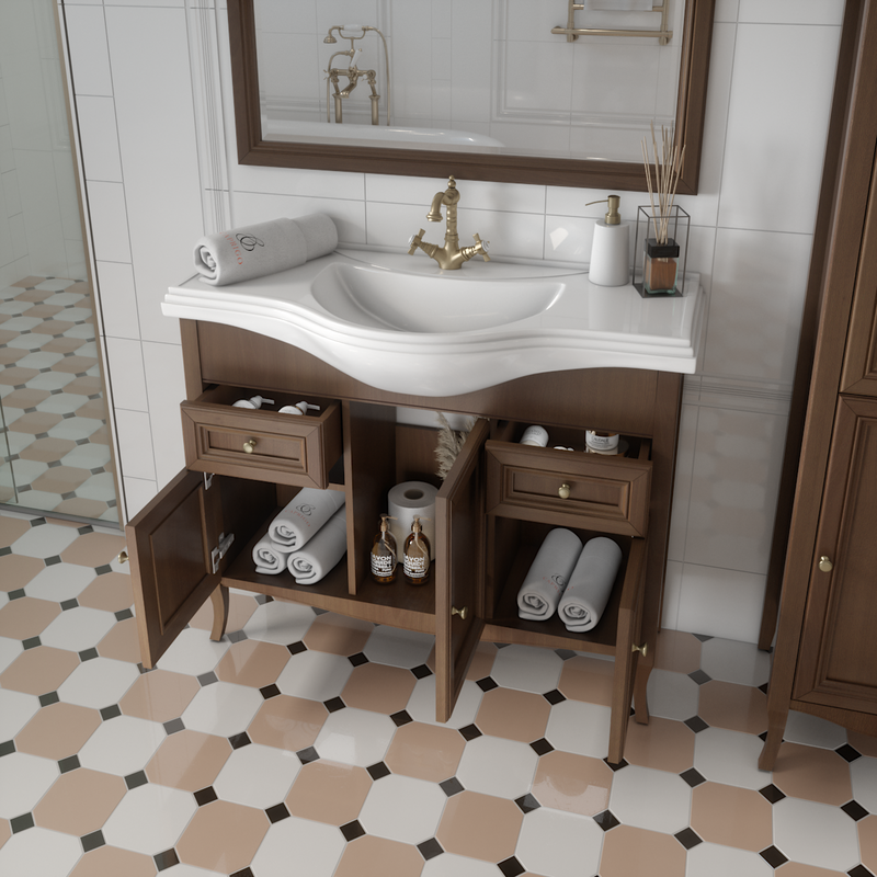 Мебель для ванной комнаты Caprigo Лион 105 3 дверцы, 2 ящика, орех античный