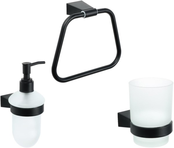 Набор Дозатор Fixsen Trend FX-97812 + Стакан FX-97806 + Полотенцедержатель FX-97811 черный, кольцо