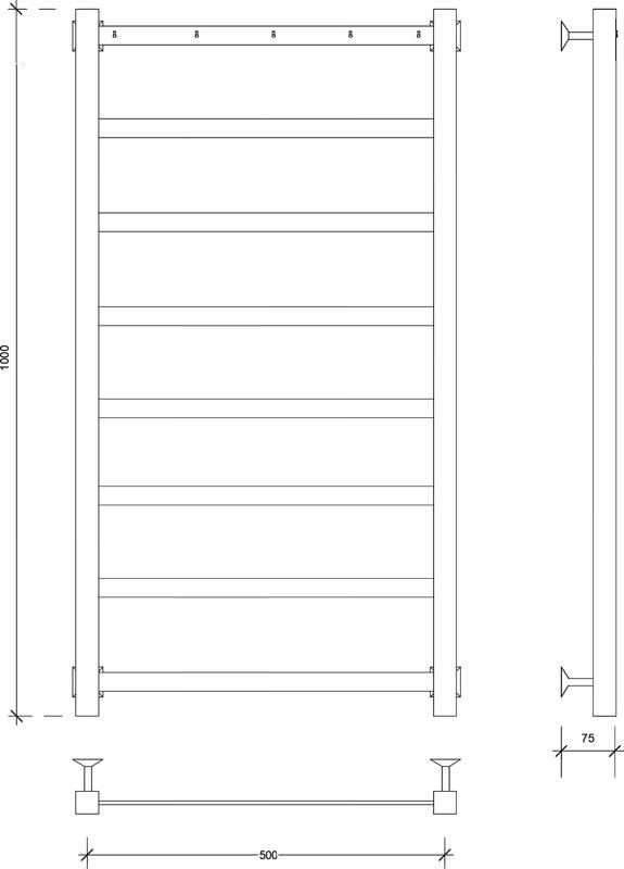 Полотенцесушитель водяной Secado Корсико 1 К 100х50 100x55 см, хром, лесенка
