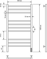 Полотенцесушитель электрический Comfysan Luce EC-10 100x55 см, подключение справа, слева, матовый белый, лесенка, из стали