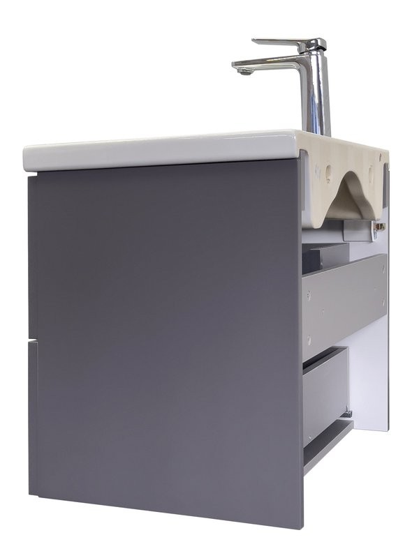 Тумба с раковиной Comforty Лима 60П2 подвесная, 2 ящика, антрацит