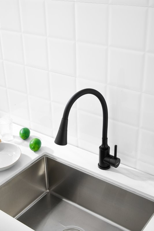 Смеситель для кухни BELZ B810 B74810-7 с гибким изливом, черный