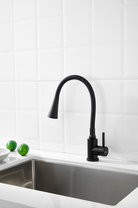 Смеситель для кухни BELZ B810 B74810-7 с гибким изливом, черный