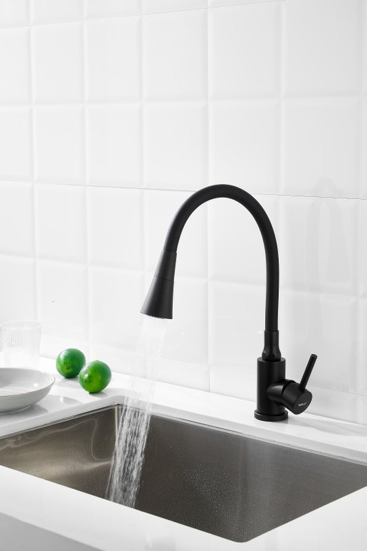 Смеситель для кухни BELZ B810 B74810-7 с гибким изливом, черный