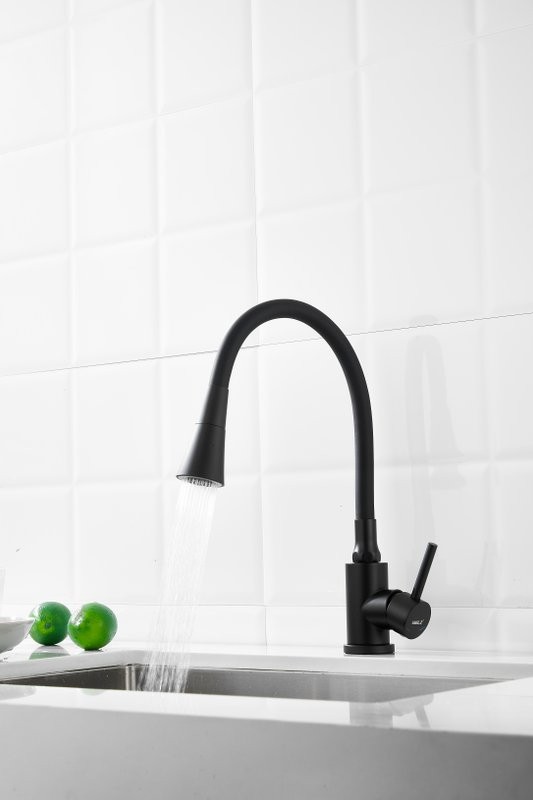 Смеситель для кухни BELZ B810 B74810-7 с гибким изливом, черный