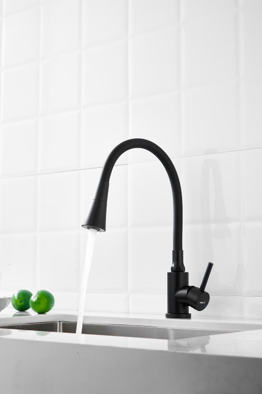 Смеситель для кухни BELZ B810 B74810-7 с гибким изливом, черный