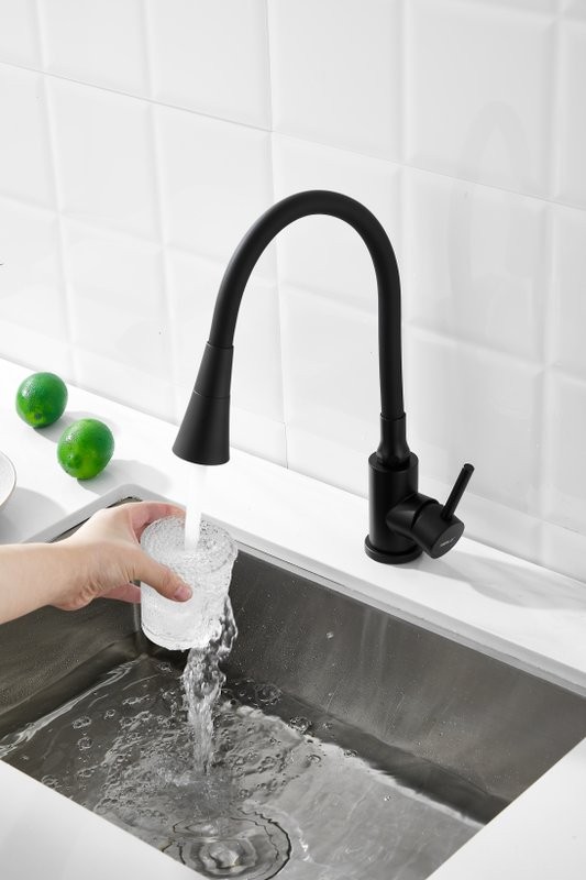 Смеситель для кухни BELZ B810 B74810-7 с гибким изливом, черный