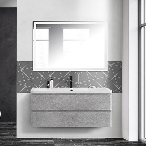 Мебель для ванной комнаты BelBagno Albano 120 подвесная, cemento verona grigio, белая глянцевая раковина