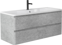 Мебель для ванной комнаты BelBagno Albano 120 подвесная, cemento verona grigio, белая глянцевая раковина