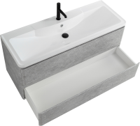 Мебель для ванной комнаты BelBagno Albano 120 подвесная, cemento verona grigio, белая глянцевая раковина