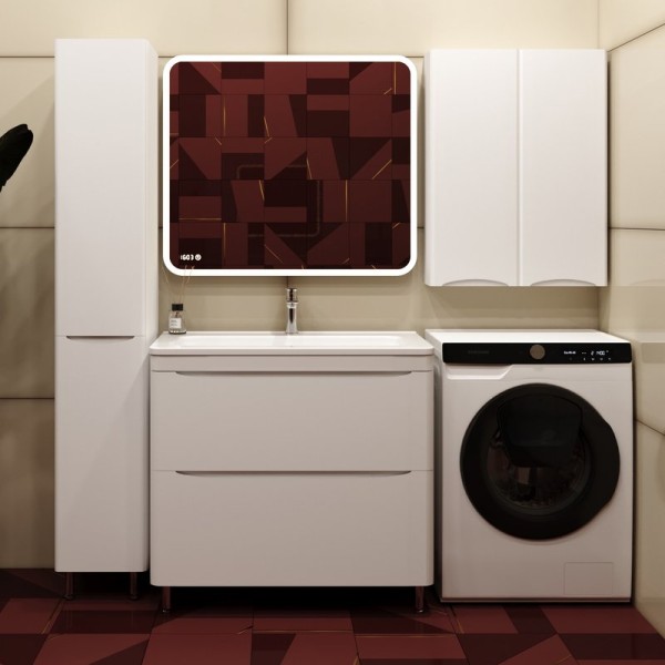 Мебель для ванной комнаты Style Line Бергамо Мини 90 Люкс Plus напольная, антискрейтч белая