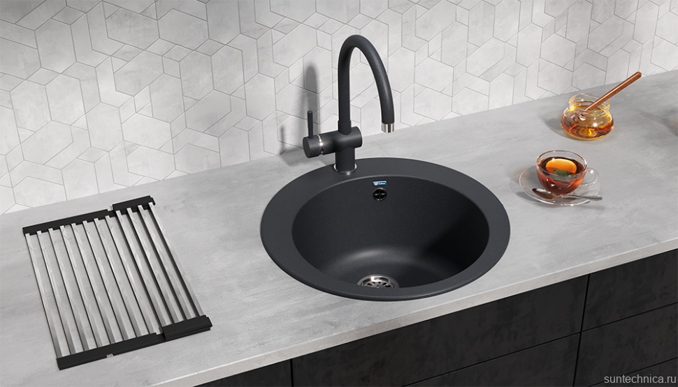 Мойка кухонная Ulgran U-405 343 антрацит + дозатор U-02 антрацит