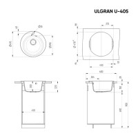 Мойка кухонная Ulgran U-405 343 антрацит + дозатор U-02 антрацит Мойка кухонная Ulgran U-405 343 антрацит + дозатор U-02 антрацит