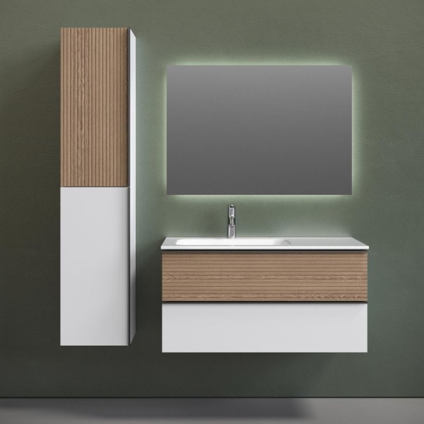 Мебель для ванной комнаты Sancos Delta 100 L дуб светлый, белый