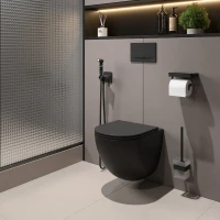 Унитаз подвесной Lemark Glazer 9612004 безободковый, с микролифтом, матовый черный
