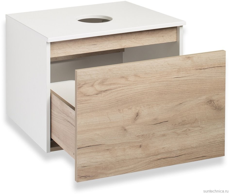 Тумба с раковиной Runo Бари 60 крафтовый дуб, раковина Lavello 50
