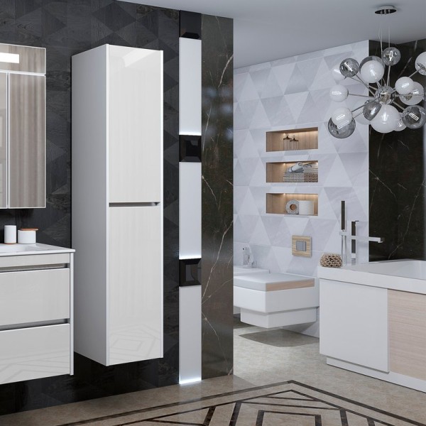 Шкаф пенал для ванной Opadiris Фреш белый, вар.2