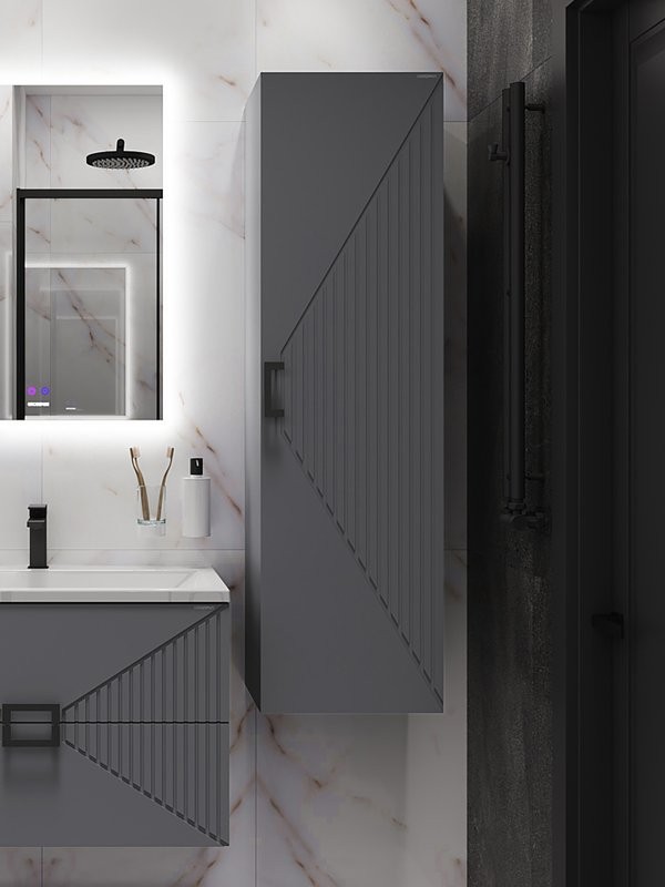 Шкаф-пенал для ванной Grossman Луксор 42 L/R матовый графит