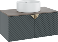 Тумба с раковиной Runo Андорра 85 графит, дуб коньячный, раковина Sole 40