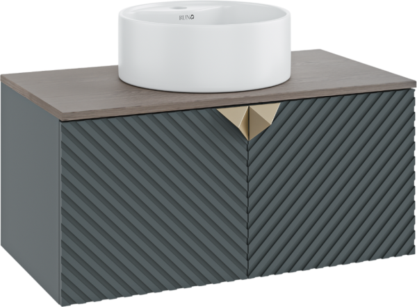 Тумба с раковиной Runo Андорра 85 графит, дуб коньячный, раковина Sole 40