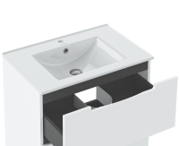 Тумба с раковиной Runo Lina 60 напольная, глянцевая белая