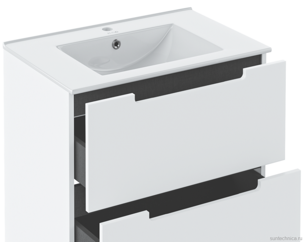 Тумба с раковиной Runo Lina 60 напольная, глянцевая белая