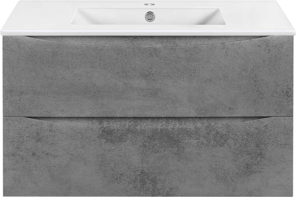 Тумба под раковину Vincea Mia Slim 90, подвесная, 2 ящика, бетон