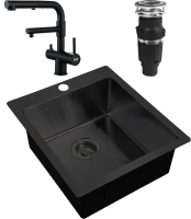Комплект Мойка Zorg Light + Смеситель Sanitary SZR-3216 Grafit графит + Измельчитель Bone Crusher BC 610-AS
