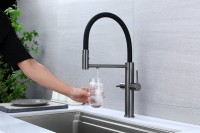 Смеситель для кухни Paulmark Nexus Ne213999-GM с гибким изливом, вороненая сталь