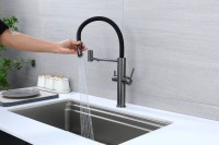 Смеситель для кухни Paulmark Nexus Ne213999-GM с гибким изливом, вороненая сталь