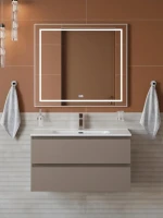 Мебель для ванной комнаты BelBagno Kraft 80 подвесная, матовая бежевая, раковина bb800etl