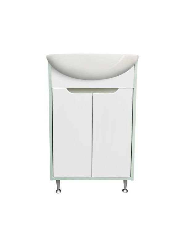 Тумба с раковиной Runo Эконова 50 напольная, бирюзово-белая