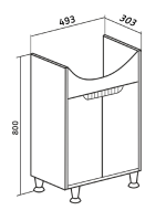 Тумба с раковиной Runo Эконова 50 напольная, бирюзово-белая