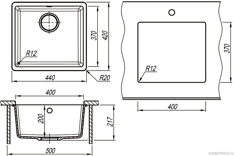 Комплект Мойка Lemark Sinara 440-U 9910067 антрацит + Смеситель Comfort LM3073PAN антрацит