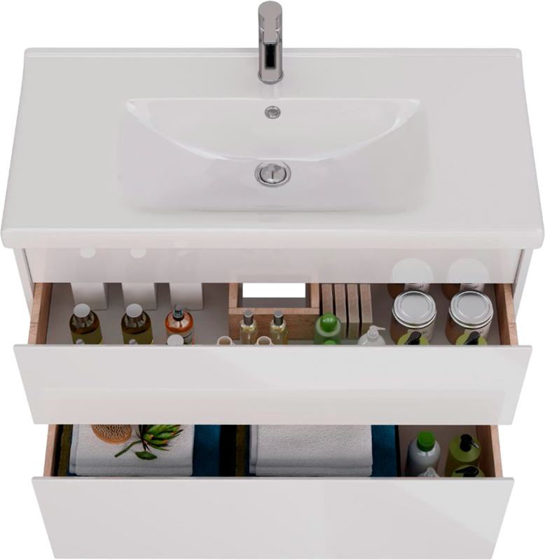 Тумба с раковиной Lemark Combi 100 белая глянцевая