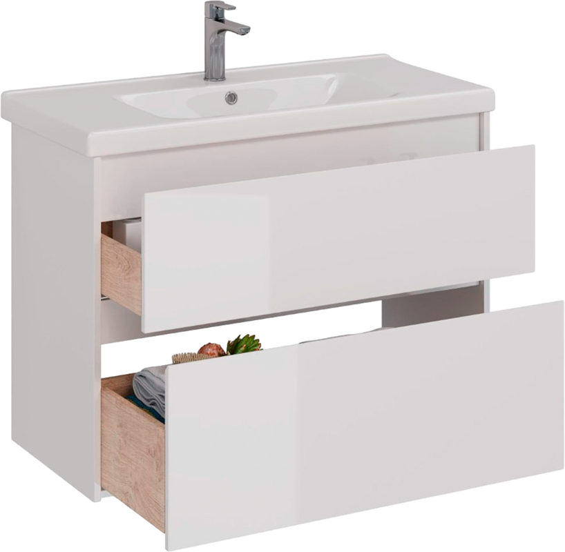 Тумба с раковиной Lemark Combi 100 белая глянцевая