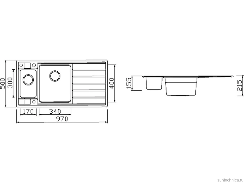 Мойка кухонная Seaman Eco Roma SMR-9750B2 с клапан-автоматом