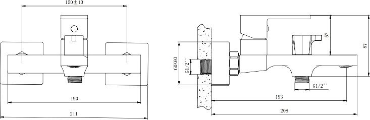 Смеситель для ванны с душем BELZ B60613 хром