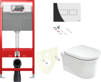 Комплект Унитаз подвесной Duravit White Tulip 2576092000 безободковый + Крышка 0027090000 с микролифтом, петли хром + Звукоизоляция TECE Profil TECEprofil 9 200 010 + Инсталляция TECEprofil Uni 2.0 9300302 + Кнопка TECEsolid 9240431 хром + Крепления TECEp